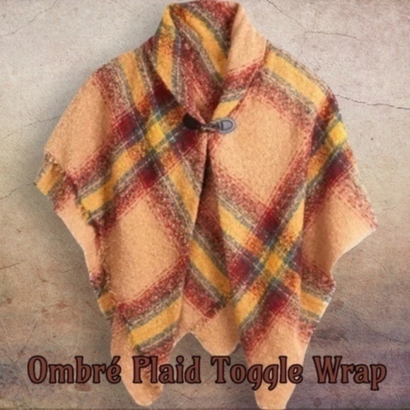 ACCESSORY STREET Ombré Tartan-Plaid Toggle Accent Wrap NWT/One Size - Picture 1 of 8